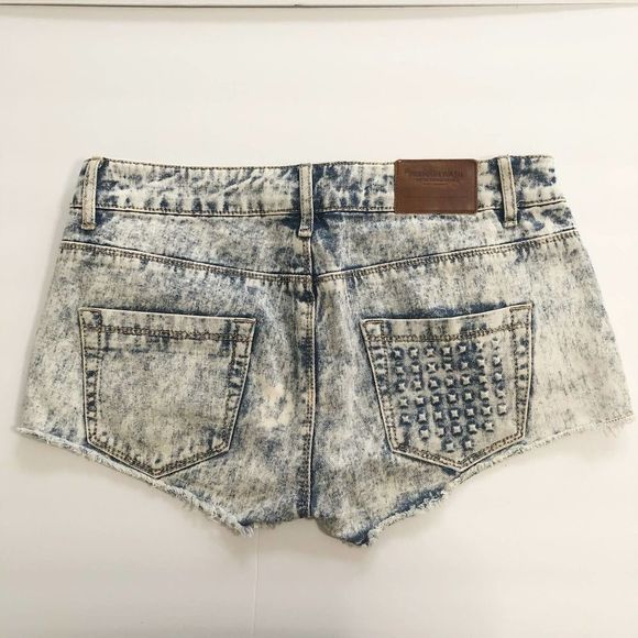 Zara Studded Acid Wash Shorts - Picture 2 of 5
